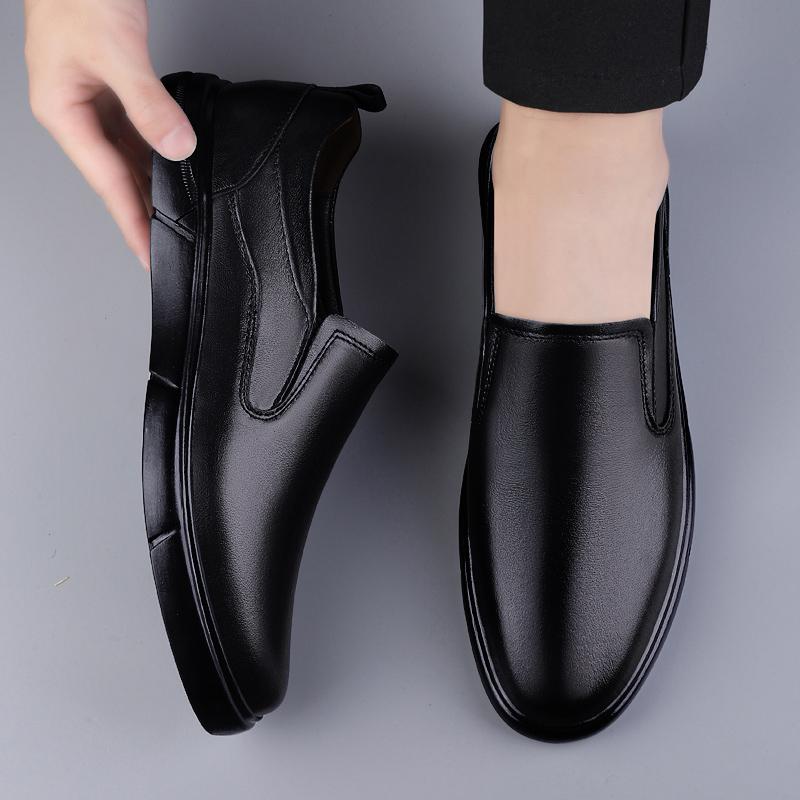 Fashion Handmade Men's Business Shoes High Quality Mens All-match Loafers Genuine Leather Mens Slip on Walking Shoes Stylish Male Flats