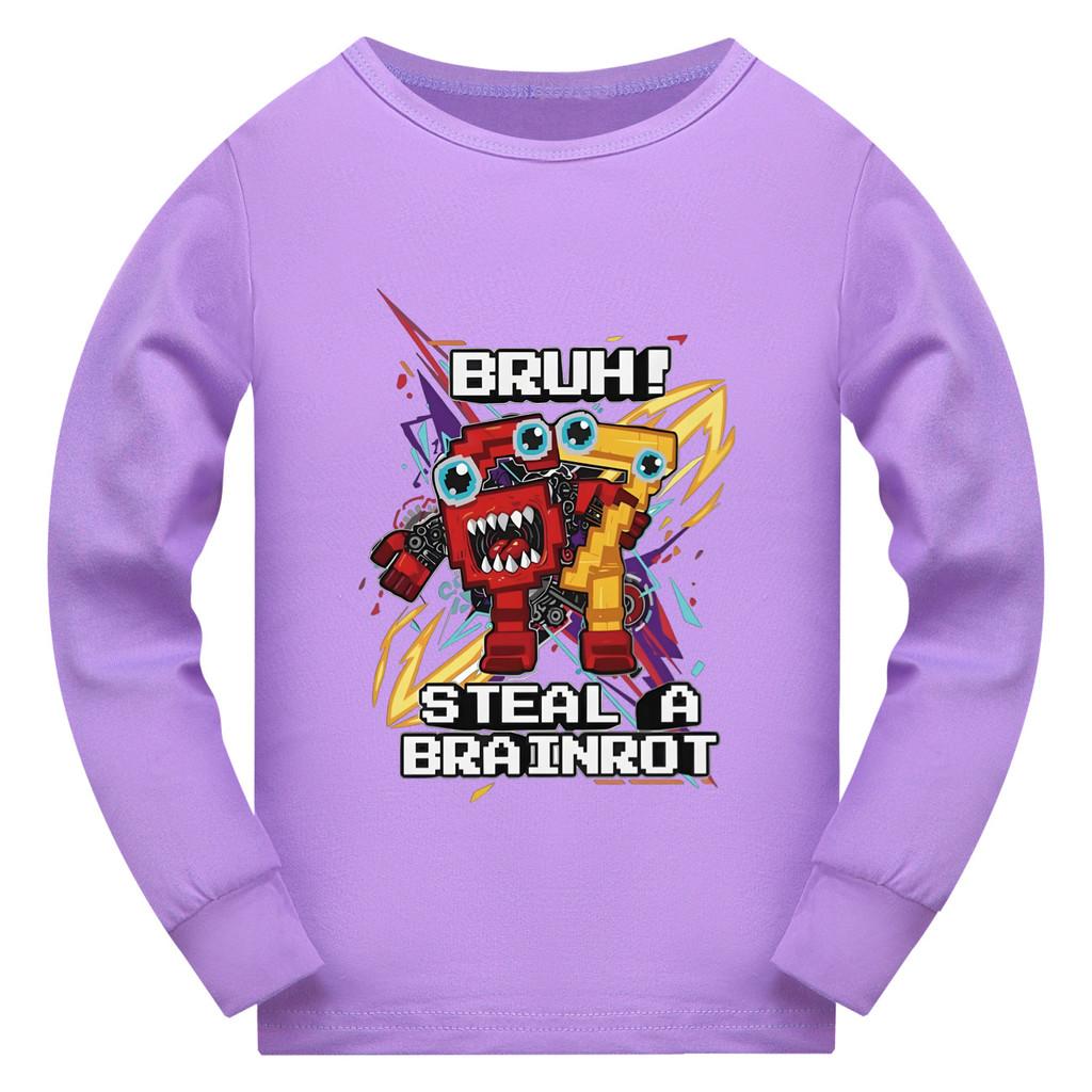 5227 Kids Boys Girls Steal a Brainrot 67 Six Seven Print Long Sleeves T-Shirt