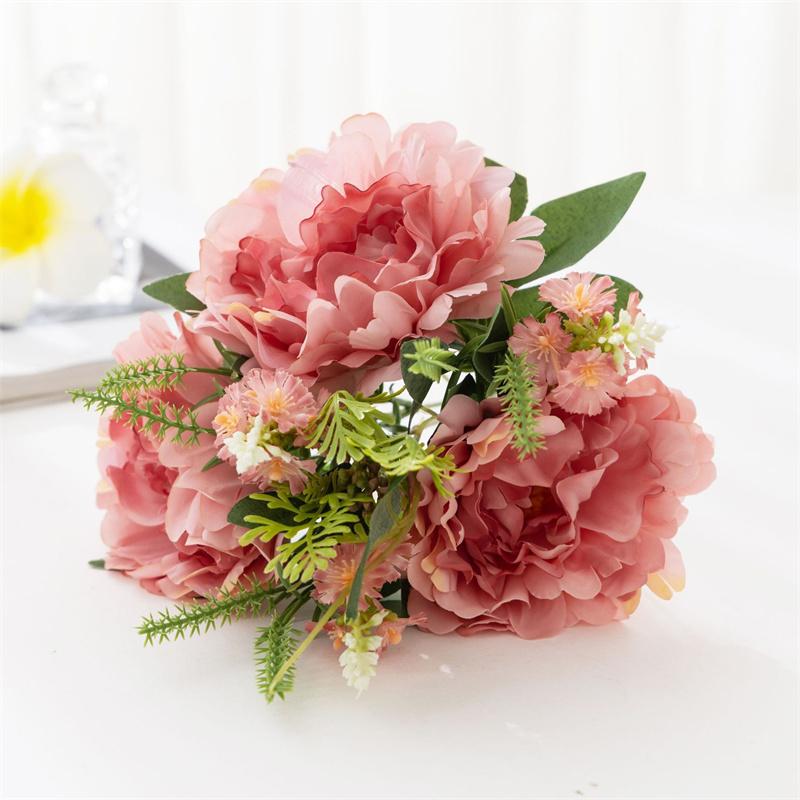 European Style Silk Flower Large Peony Fake Peony Light Luxury Dining Table Living Room Decoration Peony Artificial Flower Decoration Bouquet