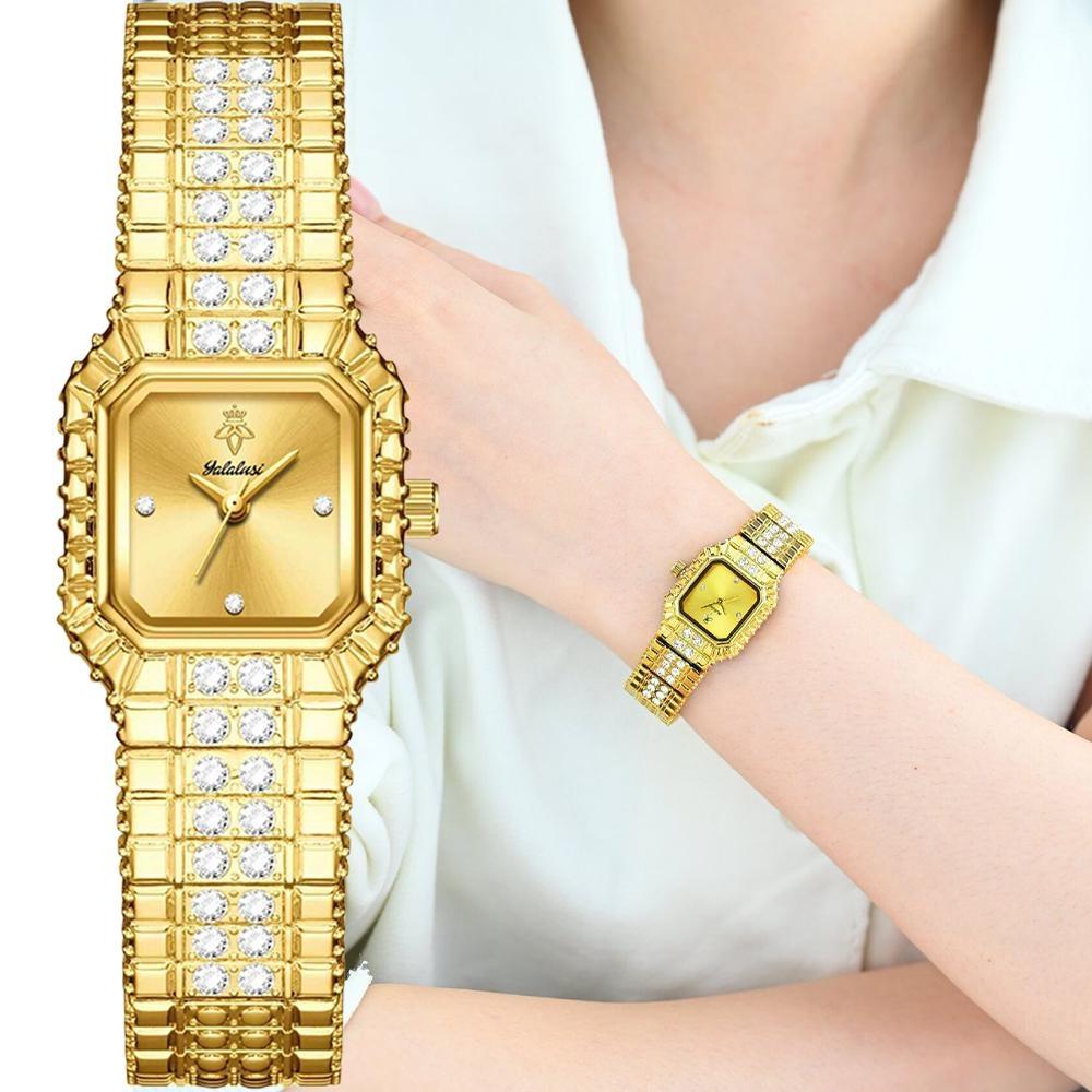 Women Dress Bracelet Watches Clock Relógio Fashion Rhinestone Square Small Dial Steel Band Ladies Watch Elegant