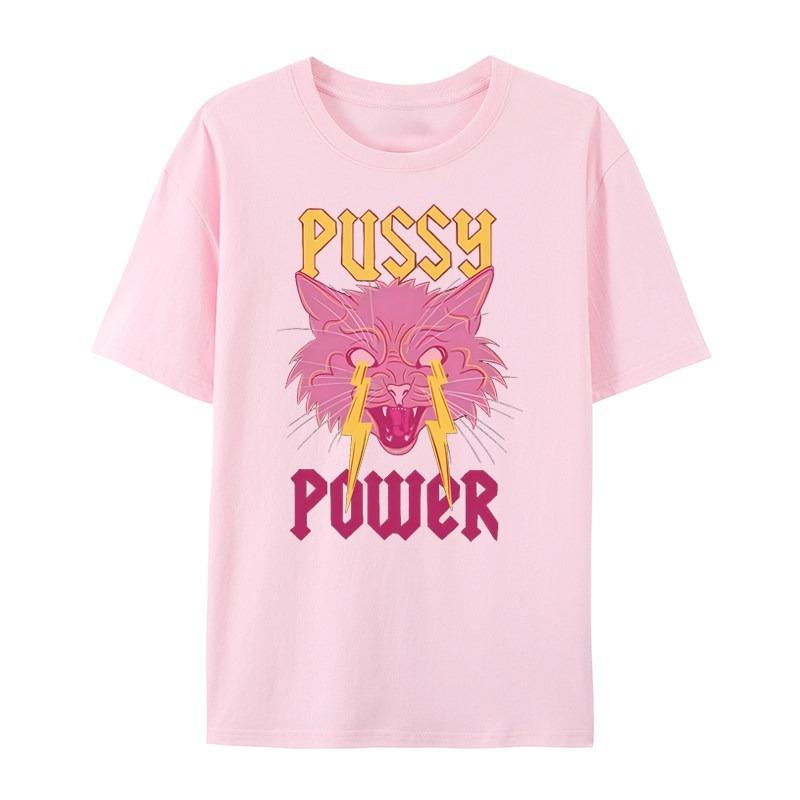 Trendy Classic Hiphop Lightning Cat Casual Tshirt Mens and Womens Luxury Brand Top
