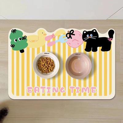 Cartoon Cute Cat Dog Universal Diatom Mud Absorbent Placemat Pet Leakproof Food Bowl To Eat Good Care of The Mat