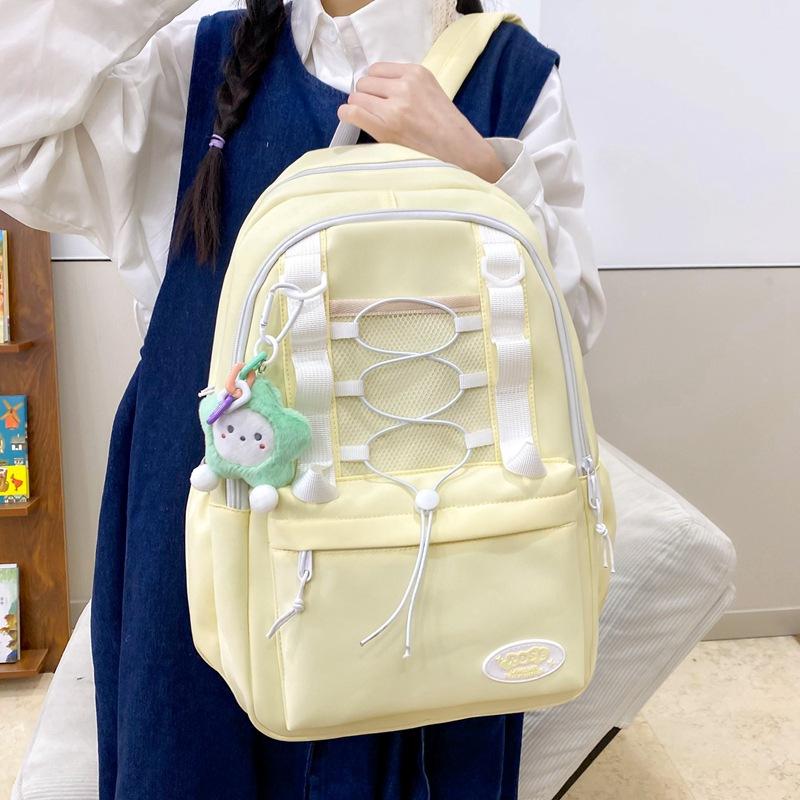 Japanese and Korean casual drawstring color scheme student schoolbag new girl heart junior high school backpack