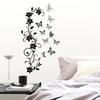 Black Floral Vine Butterfly Wall Sticker Self-Adhesive Removable for Living Room Hallway Bedroom Elegant Home Decor Art