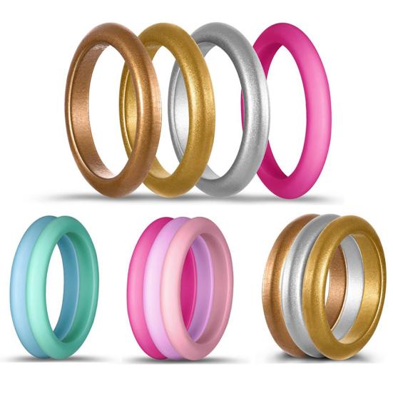 10Pcs Women Silicone Wedding Band Ring Jewelry Solid Color Party Gift