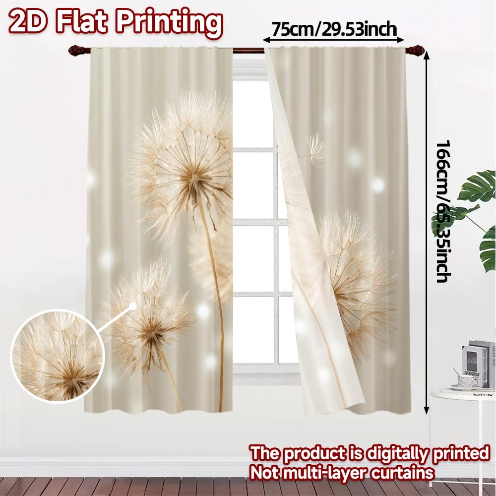 2pcs   2D FLAT PRINTING Curtains (Without Rod) Dandelion Whispers Chic Chic Curtains Versatile Polyester Curtains Festive