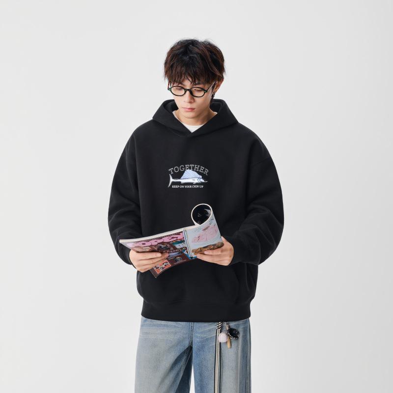 High-End Autumn/Winter American Print Round Neck Couple s Trendy Hoodie - Men s Versatile Sweatshirt XL
