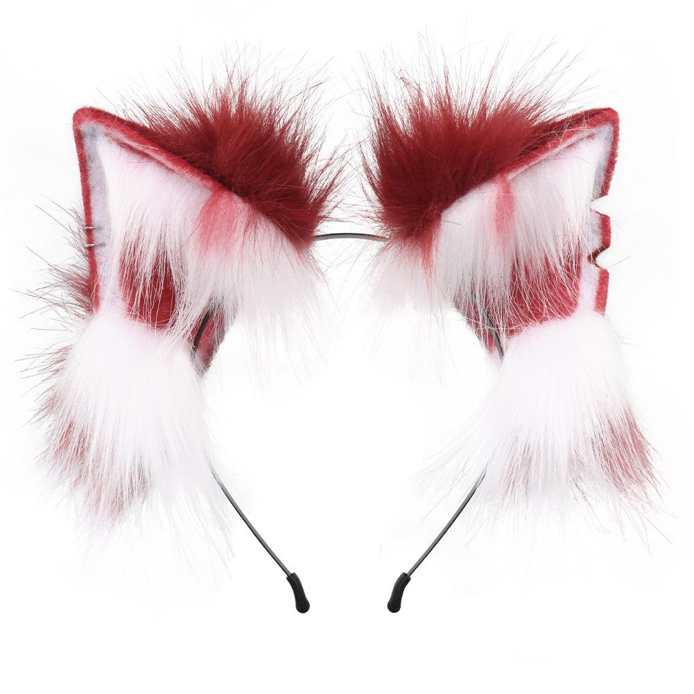 A simulated suit with earrings, fox ears, headbands, fox tail, plush beast ears, and beast tail.