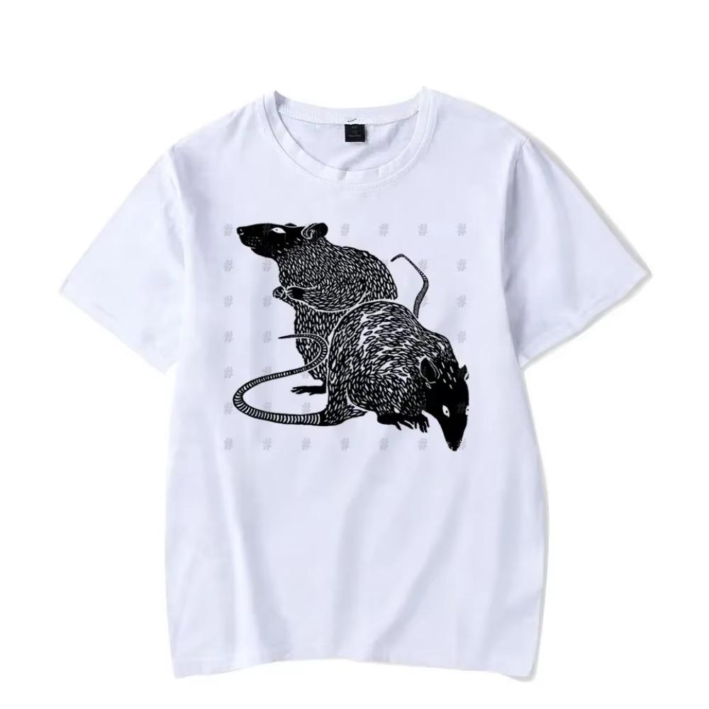 Y2K Korean Men Streetwear Rat Graphic T-shirts Harajuku Clothes Short Sleeve T-Shirts Grunge Aesthetics Oversized Tops Clothes