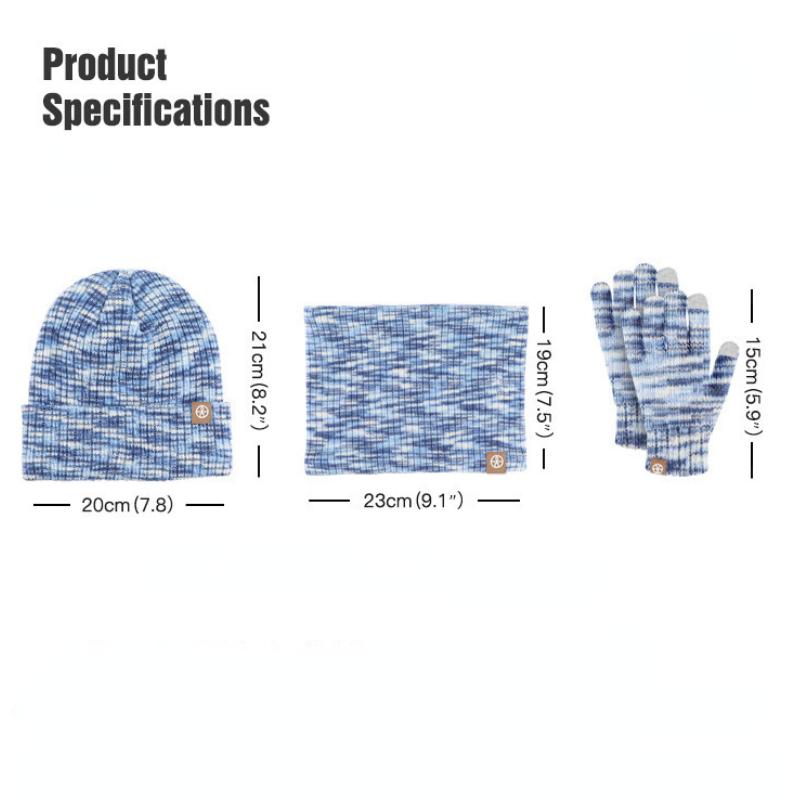 3pcs Winter Children's Knitted Hat Gloves Scarf Set Outdoor Thick Warm Beanies Hats for Kids Fleece Boys Girls Hats Scarf Set