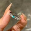 Original designer's inlay diamonds hollow out blue rings for women trendy and unique ring high-end and exquisite party jewelry