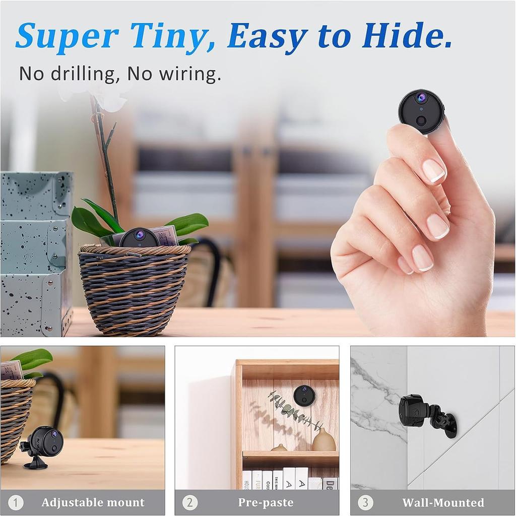 Home Surveillance Cams Wireless WiFi Camera Low Power Consumption Night Vision Compact 1080P HD with AP Interface for Household