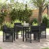 VidaXL 5-Piece Garden Dining Set with Cushions In Black and Poly Rattan 3380773