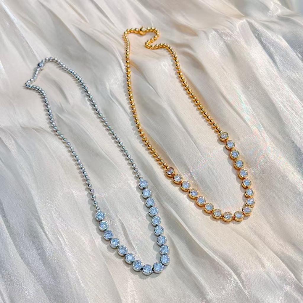 Nuovo Ciondolo Vintage 100% Puro Argento Sterling 925 Pavé Zirconia AAA Perline Rotonde Collane Per Donne Gioielli da Matrimonio di Lusso