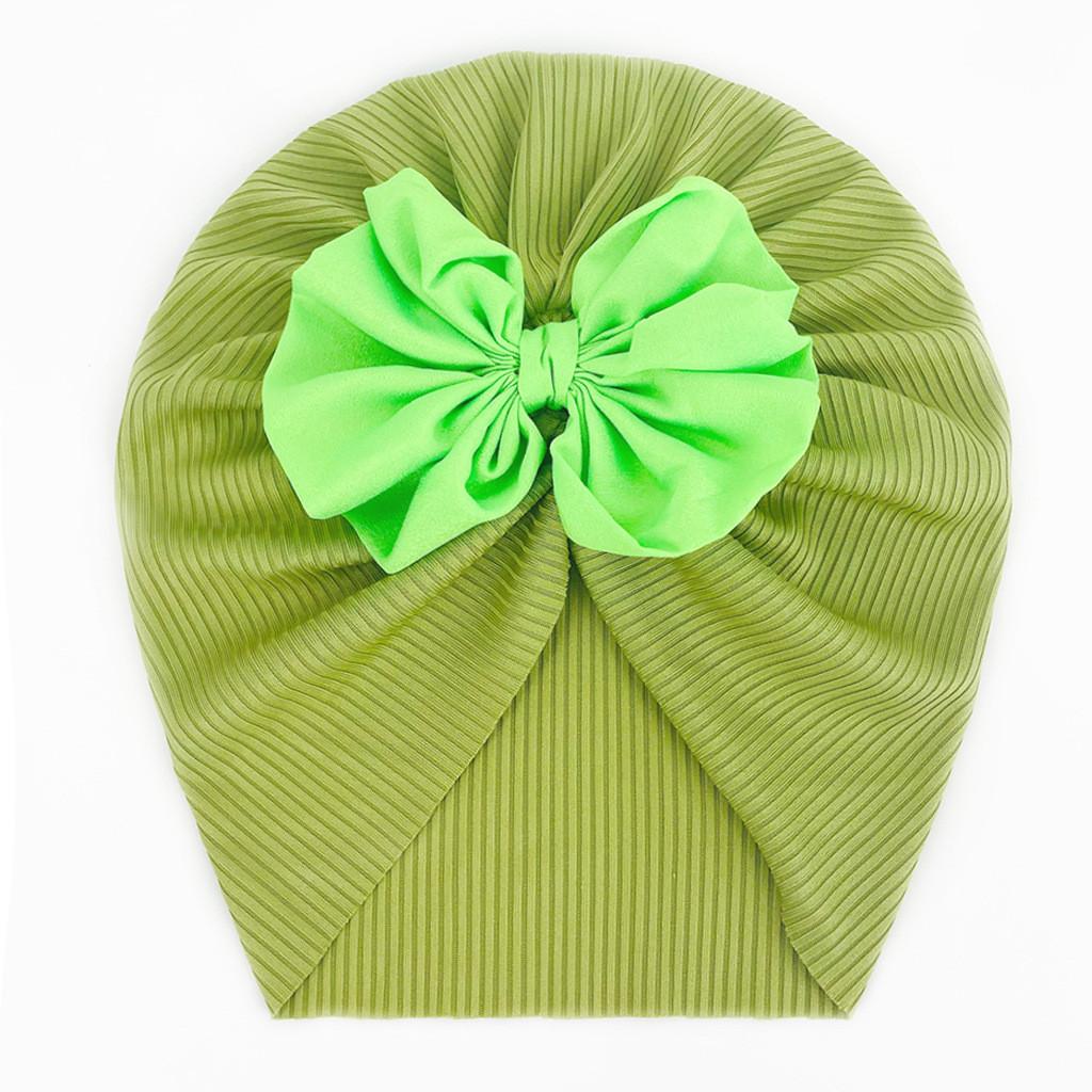 Newborn Hats Big Bow Baby Cap Cotton Cute Hat Newborn  Infant Boys Hats Textured Knit Caps 0-24 Months