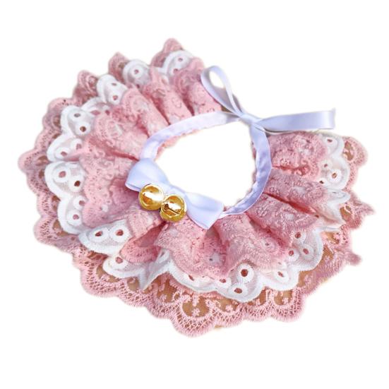 Pet Dog Cats Puppy Three-layer Lace Bowknot Bell Collar Bib Necklace Neck Strap