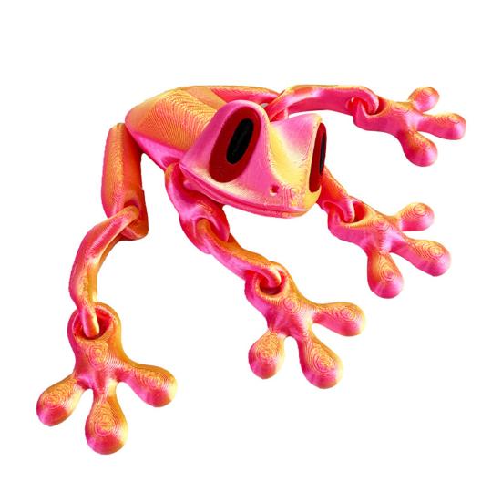 3D Printed Frog Refrigerator Magnet Movable Joints Frog Fidget Toy Articulated Animal Model Figurine Fridge Magnetic Frog Decoration Ornament