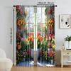 2 Pcs, Versatile Polyester Transparent Curtains For Home Decoration Garden View Floral Arch For Use In Bedrooms And Living Rooms