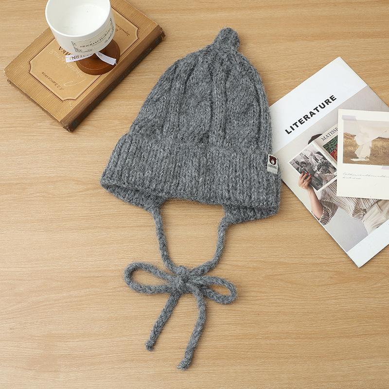 

Женские новые шапки на осень и зиму Медведи Утепленные вязаные шерстяные шапки Корейские универсальные ветрозащитные и теплые шапки Большой обхват головы One Size