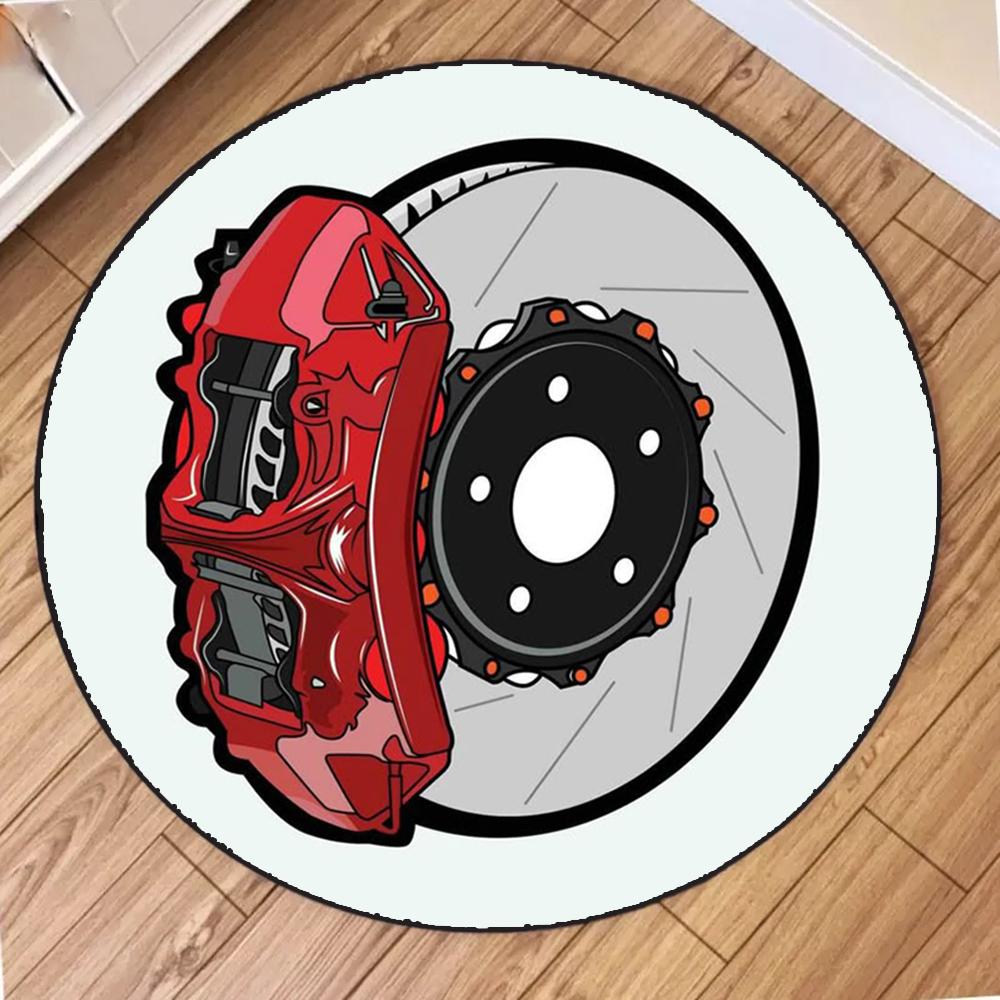 Fuuny Wheel Pattern Round Carpet Circle Floor Mat for Living Room Bedroom Decoration Non Slip Home Sofa Coffee Table Area Rugs