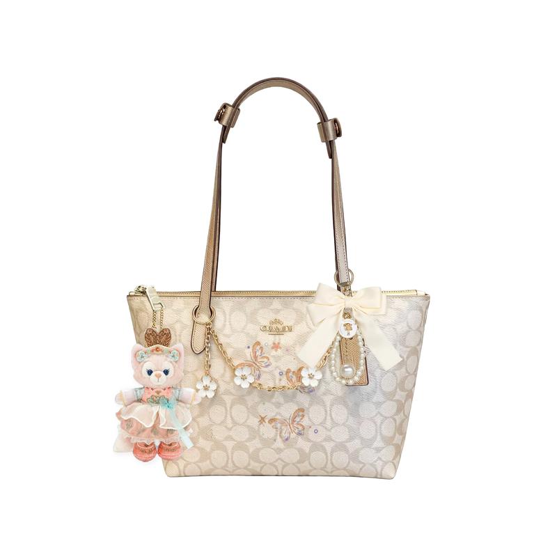 

COACH shoulder bag [Customized bag] Fiona 24 classic logo FIONA zipper closure printing flower chain doll butterfly pearl Fantasy star basic model коричневий