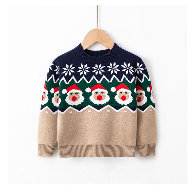 Christmas Boys Girls Sweater Party Pullover Cotton Clothes Kids Autumn Winter Knitwear Top