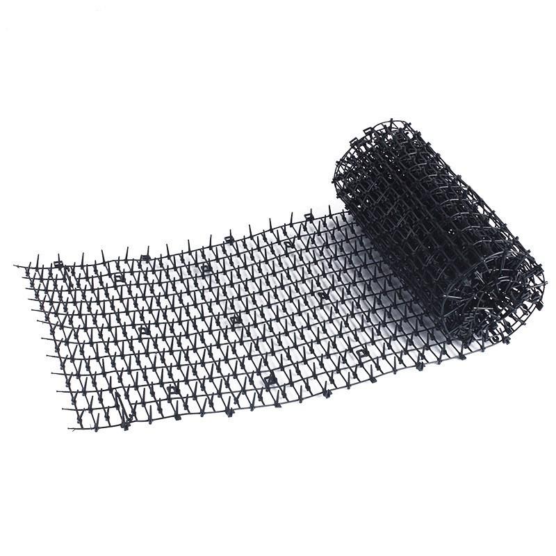 Black 2x4m Plastic Anti-Cat Spike Mat for Balcony and Garden Cat Deterrent.