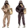 Korean Style Women's Hooded Sweatshirt and Joggers Set with Letter Embroidery