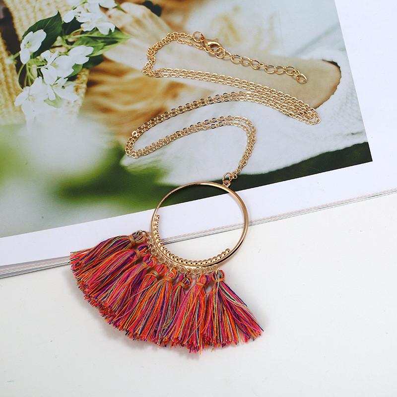 Stylish Pendant Tassel Necklace With Electroplate Finish For Summer Outfits