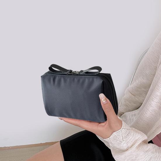 

Дорожная косметичка с двойной застежкой-молнией, сумка для хранения косметики, переносная сумка-органайзер для туалетных принадлежностей для отпуска, деловой поездки, домашнего использования розовый