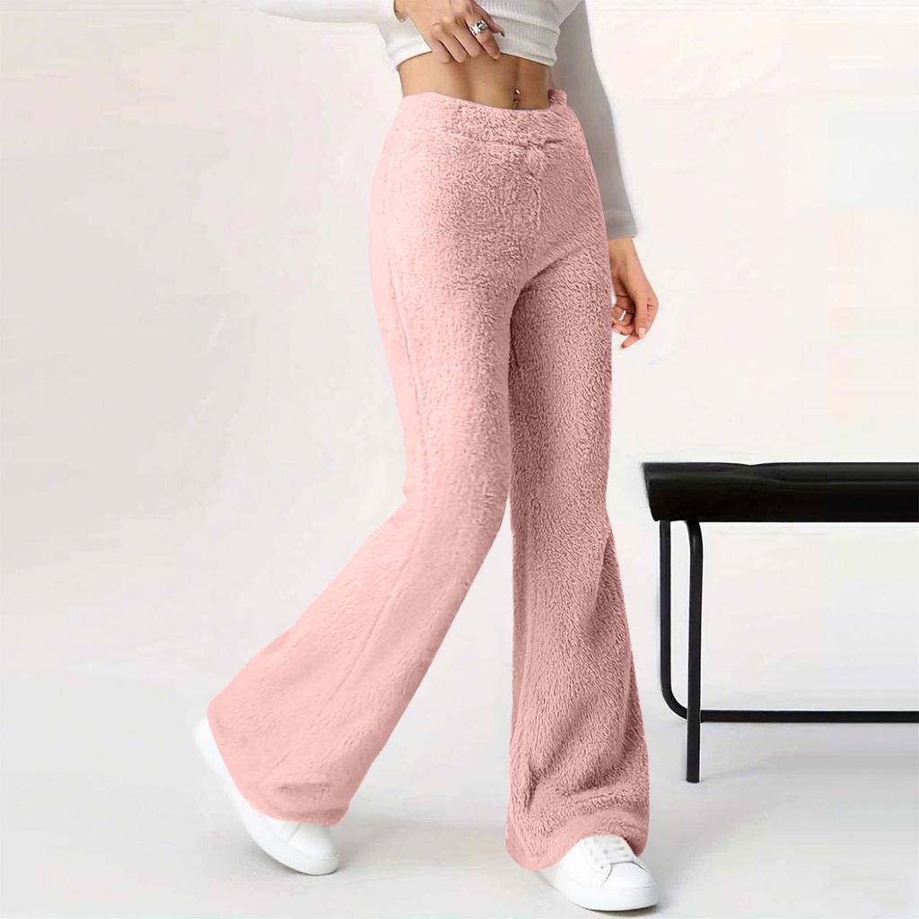 2025 Women's Wide-Leg Warm Plush Elastic Waist Pants