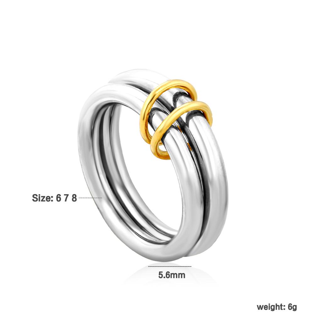 Geometric Double Circle Ring For Women Minimalist Retro Jewelry Light Luxury Design