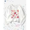 Strawberry and Cherry Pattern Children's Long-sleeved Round-neck Pullover, Suitable for Home, Play, Daily Wear, School, Christmas and Halloween Gifts