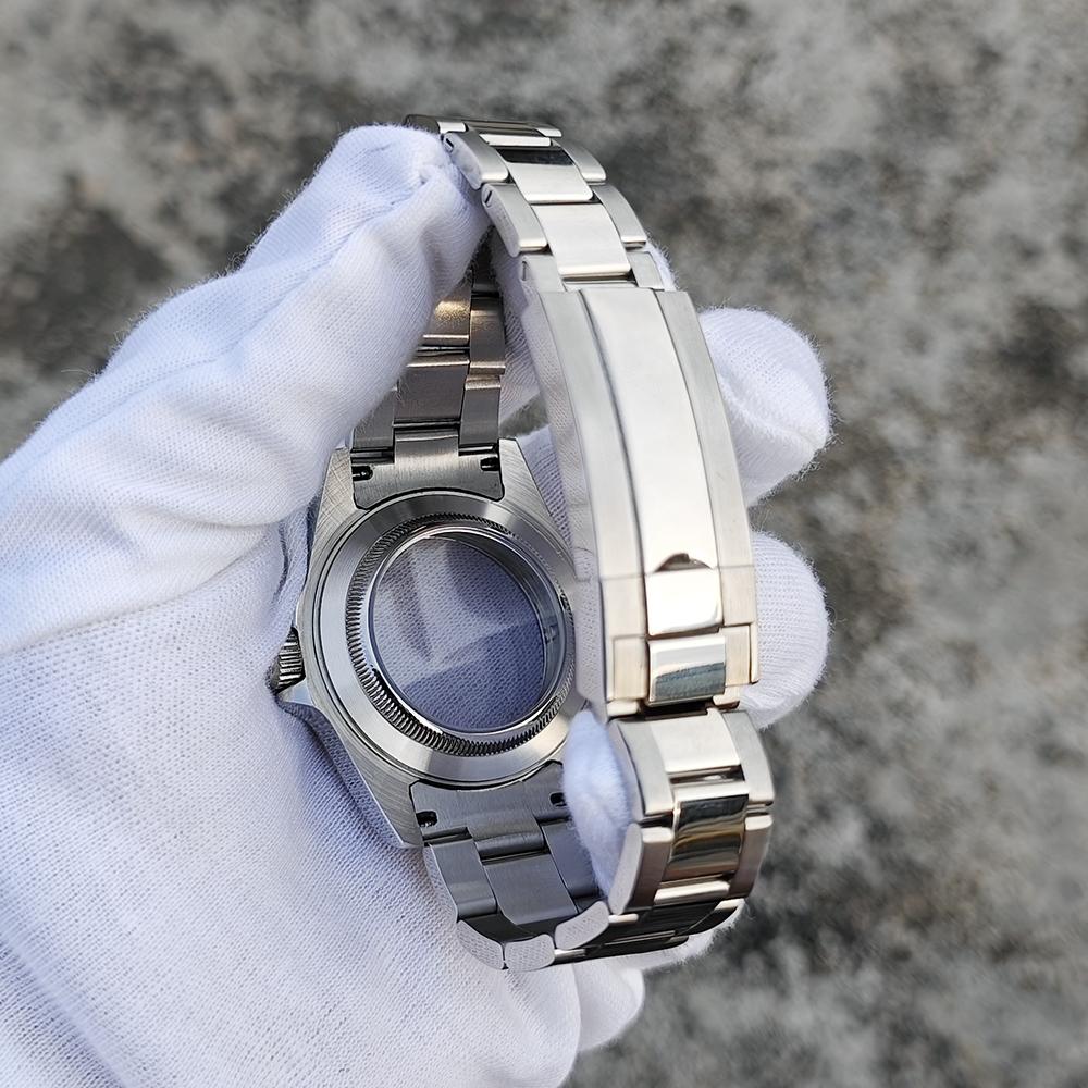 39mm EXP 24 Hour GMT Bezel Old Style Stainless Steel Waterproof Sapphire Glass Watch Case Strap Set for NH34 NH35 NH36 Movement