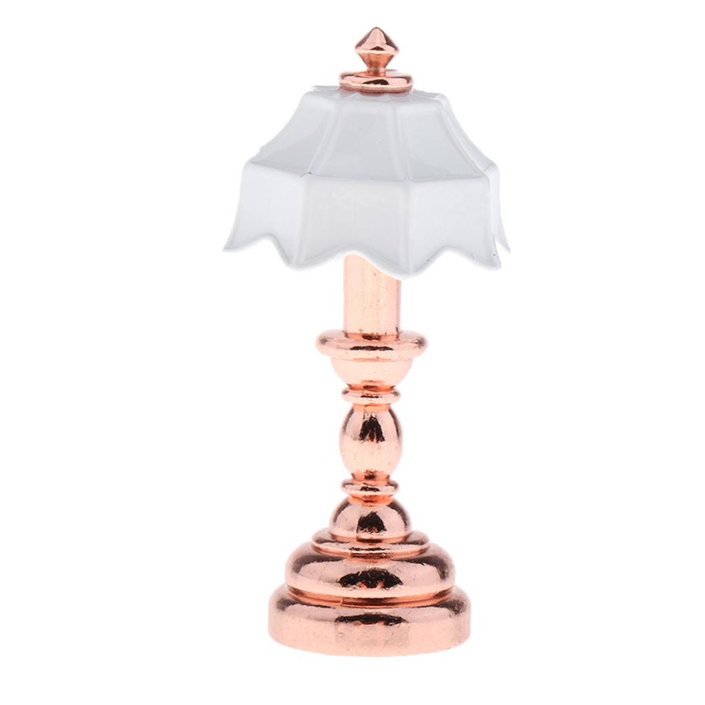 Miniature Dollhouse Table Lamp LED Desk Model Mini Light Decoration Children's Toy Dollhouse Play Accessories for Mini House Bedroom Pack of 2