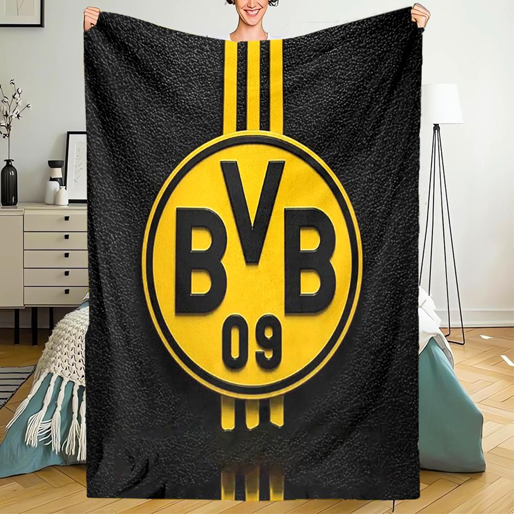 Borussia Dortmund Thema Bedruckte Decke - Perfekt für Sofa, Bett, Reisen & Outdoor-Nutzung | Maschinenwaschbar, Gemütlich & Langlebig.