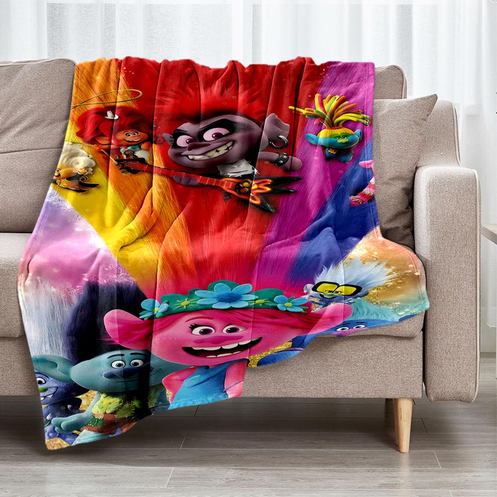 Trolls Theme Printed Blanket - Perfect for Couch, Bed, Travel & Outdoor Use | Machine Washable, Cozy & Durable.