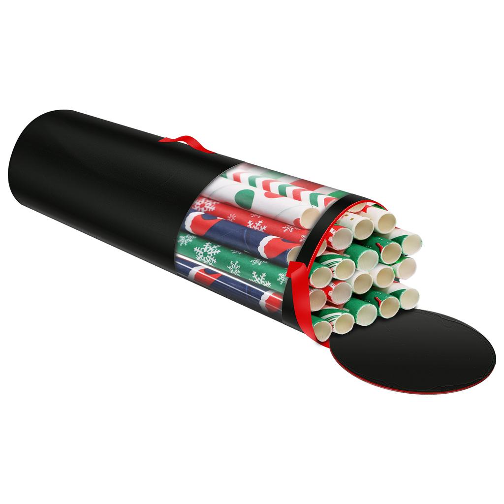 40 Inch Wrapping Paper Storage Bag Waterproof Oxford Cloth Christmas Gift Wrap Organizer with Handles Up To 24 Rolls Storage