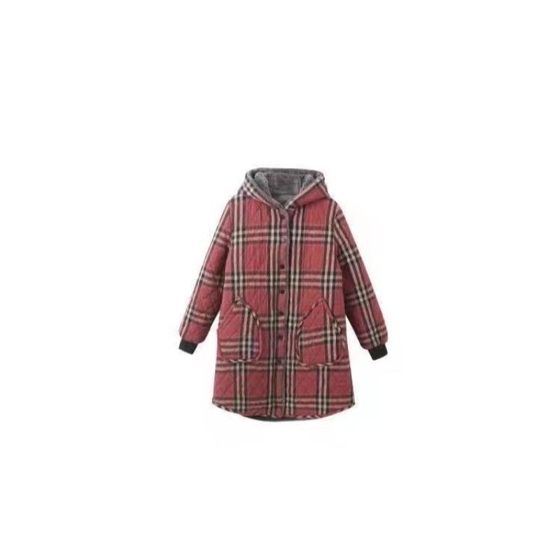 Winter Thickened Cotton Coat for Middle Aged Women Hooded Loose Warm Jacket Plus Size Winter Clothing