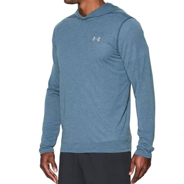 Under Armour Sudadera con capucha de manga larga con estampado de logotipo de color sólido para hombre, sudaderas con capucha Azul 1289606-997
