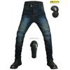 Mens Winter Motorcycle Riding Jeans With Thermal Lining Windproof Protective Pants Biker Gear