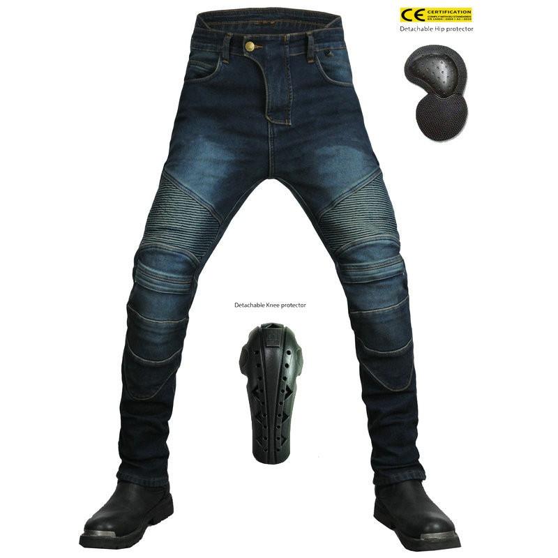 Mens Winter Motorcycle Riding Jeans With Thermal Lining Windproof Protective Pants Biker Gear