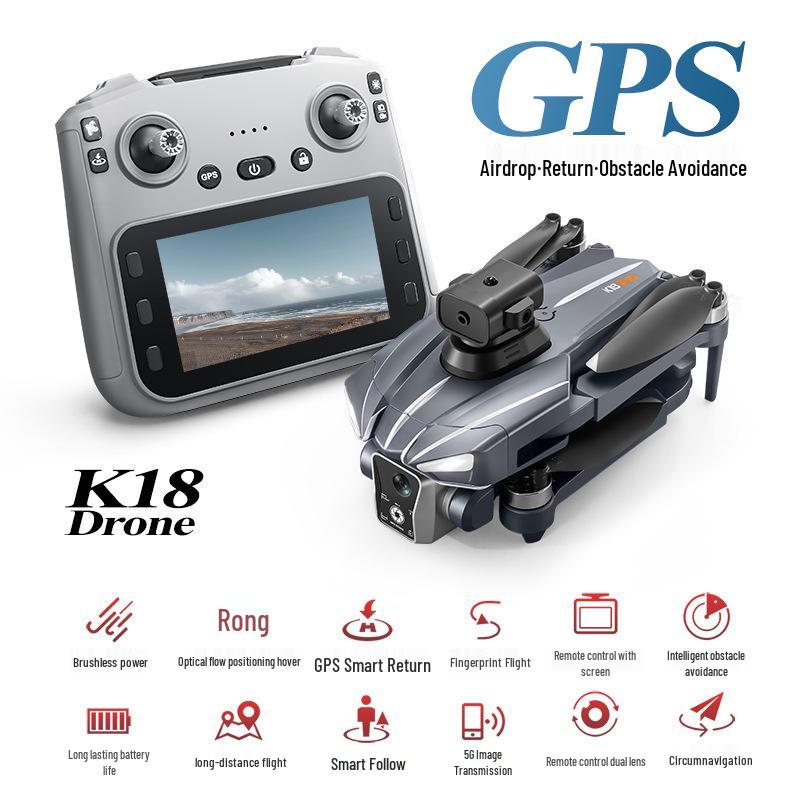 K18 MAX Drone: Brushless Motor, Screen Controller, HD Aerial Photography, GPS Intelligent Positioning