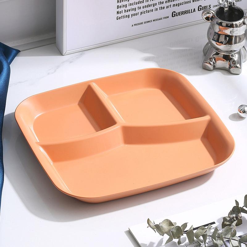 Food Fruit Salad Divided Plate Three-Grid Western Compartment Plate Diet Meal Plate Food Tray Kitchen Dinnerware
