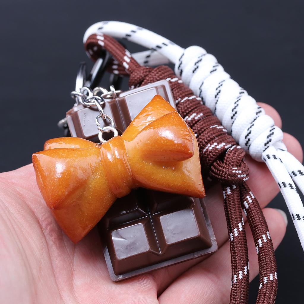 Korea Alkaline Bread Chocolate Bag Hanging Women Woven Rope Bow Love Pendant Girl Gift Fashion Charm Accessories Bag Charm