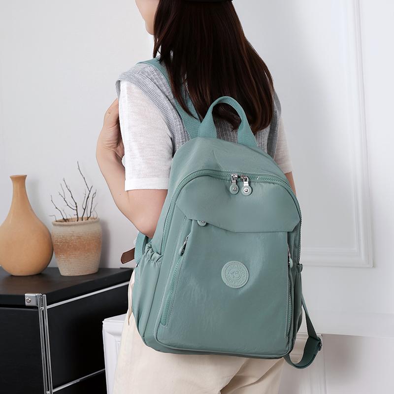 Solid Color Backpack Women Commuter Large Capacity Nylon Lightweight Backpack