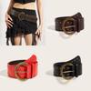 Rivet Leather Punkinspired Belt With Double Row Stitching Urban Style Outfits