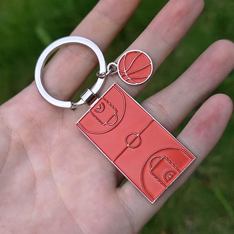 Men Football Field Soccer Keychain Holder Playground Sports Basketball Keyring Keychains Jewelry Football Fans Club Gift