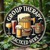 Vintage Beer Bar Art Poster: Group Therapy Practiced Here - Wooden Sign for Home Decor, Suitable for Man Cave, Backyard, or Bar Wall