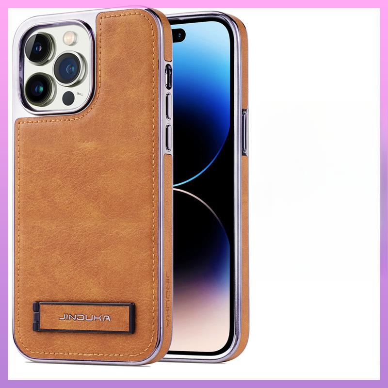 Suitable for Apple 13 Phone Case Stand, Leather 14promax Full Cover, IPhone15 Anti-drop Business Men 12 Leather Case